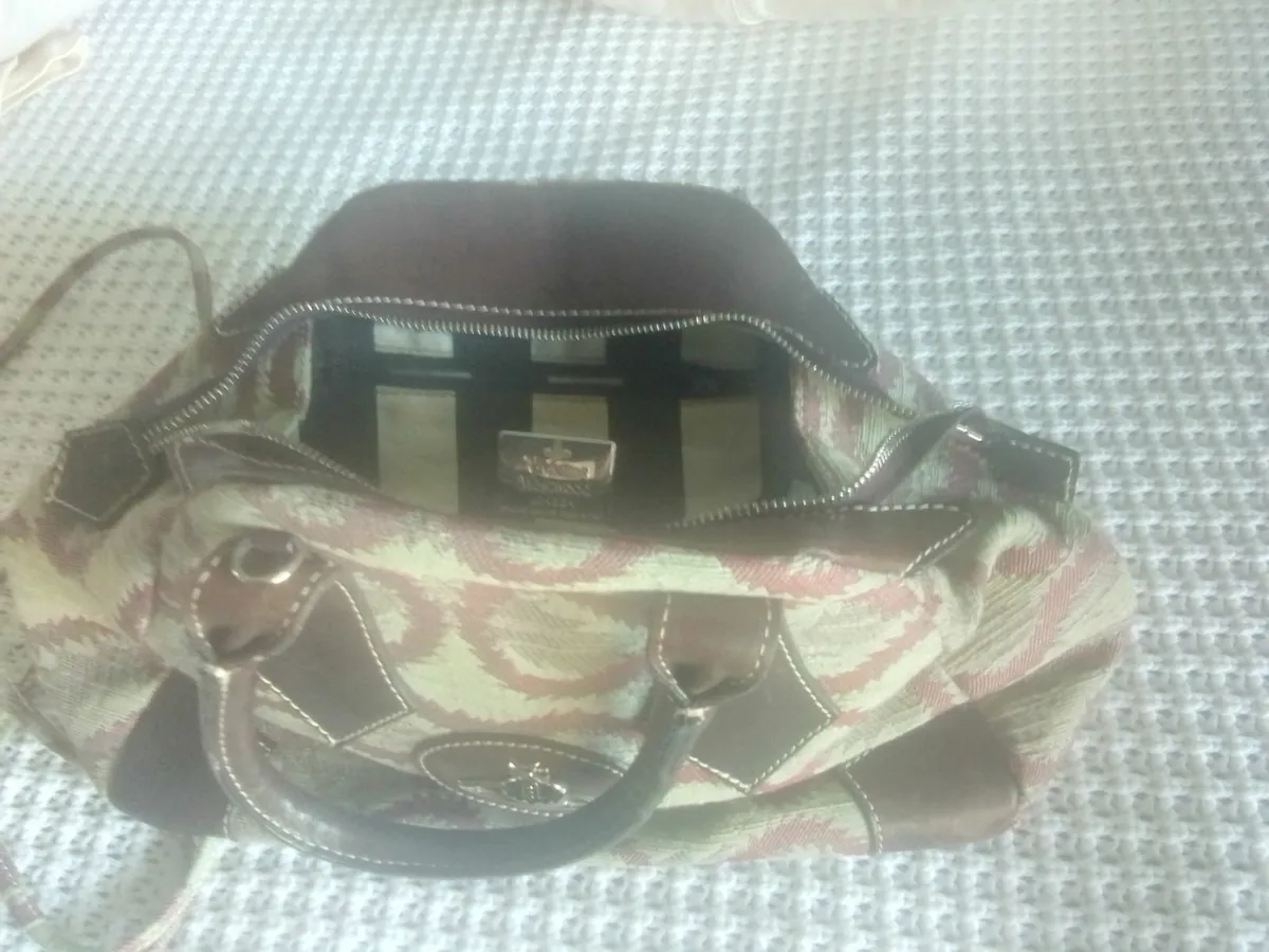 VIVIENNE WESTWOOD VINTAGE TAPESTRY & LEATHER BAG - Image 4