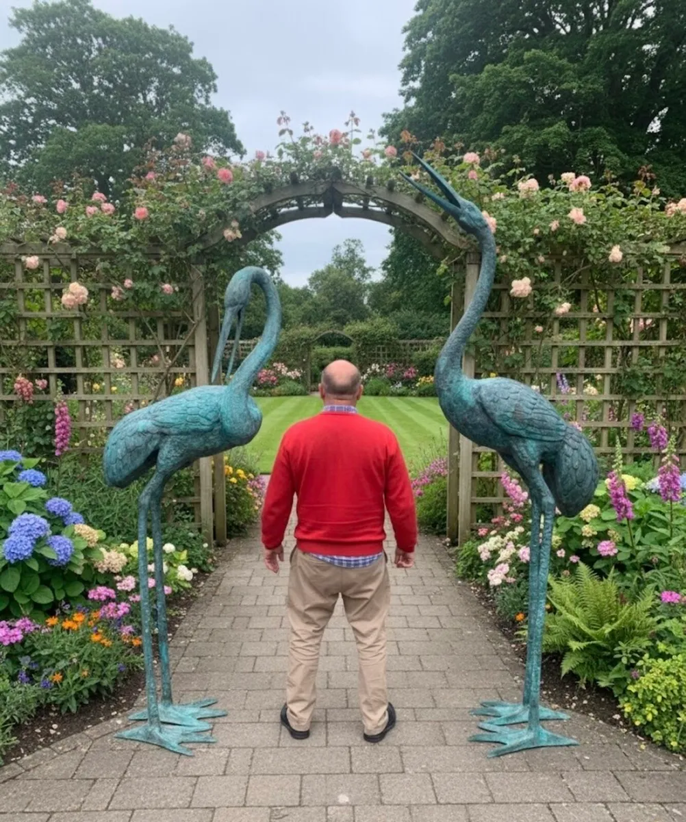 Pair bronze cranes - Image 3