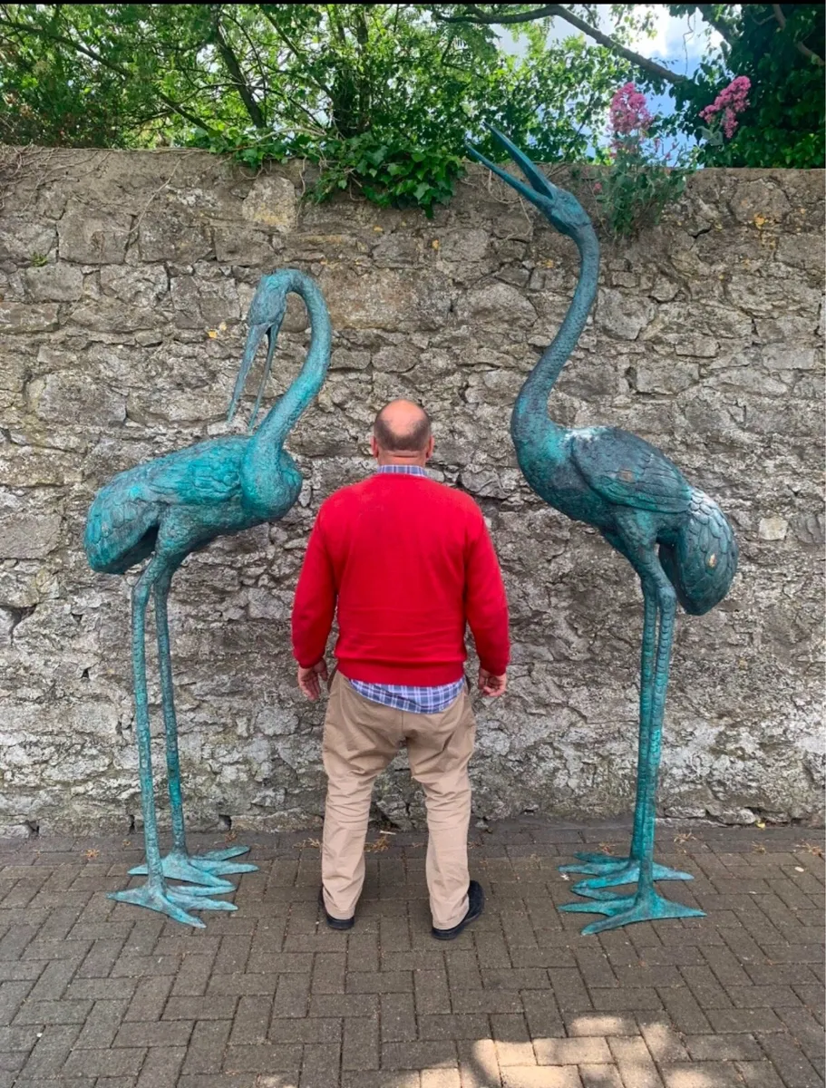 Pair bronze cranes - Image 4