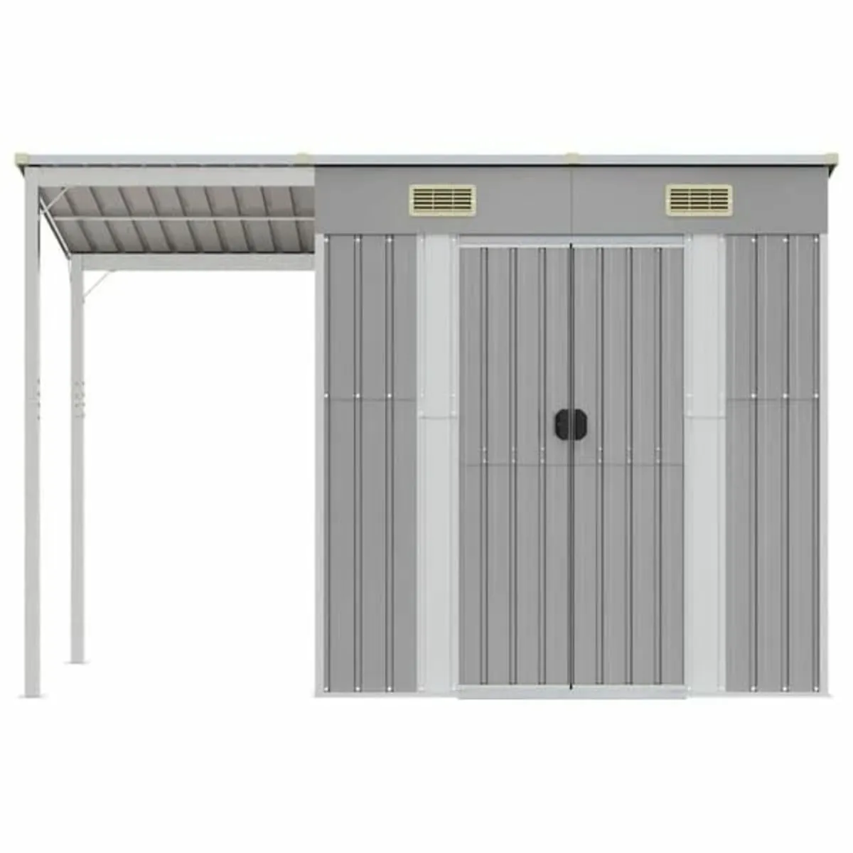 Garden Shed with Extended Roof Light Grey 277x107x - Image 4