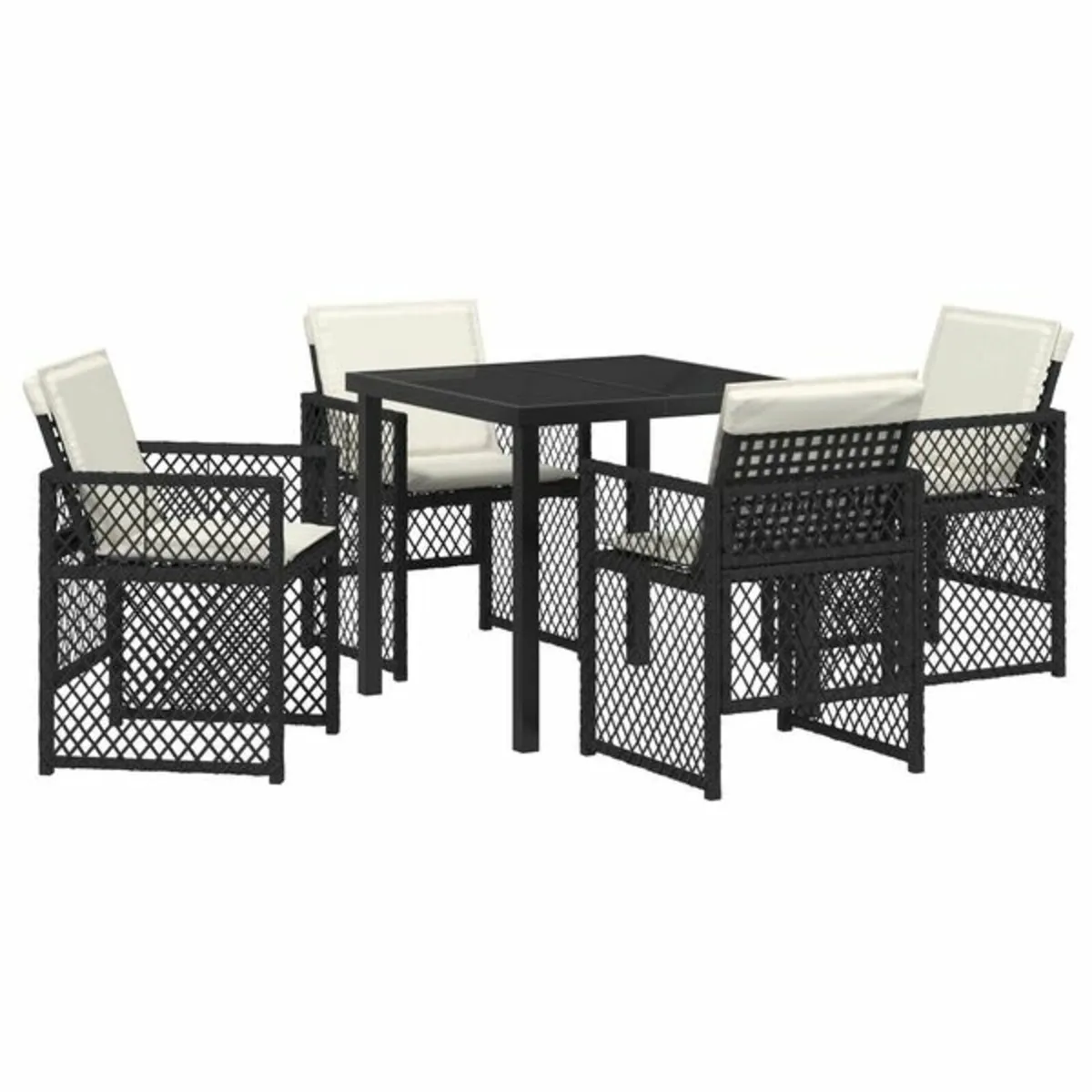 Garden Dining Set 5 pcs Light Grey Poly Rattan - Image 1