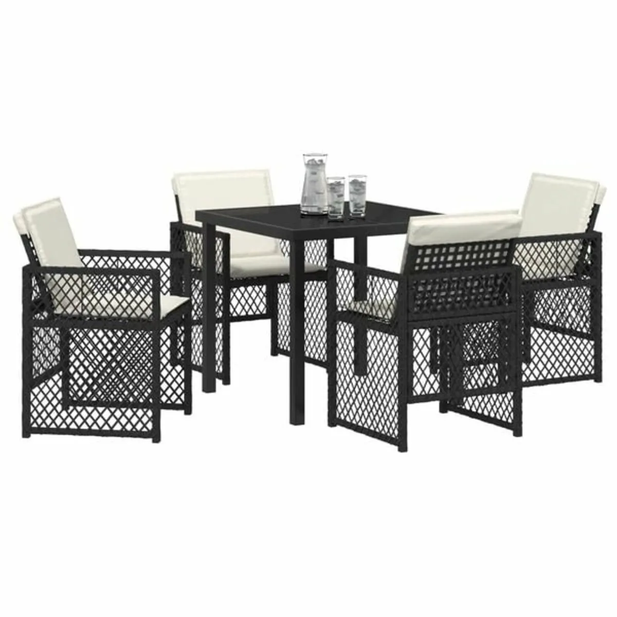 Garden Dining Set 5 pcs Light Grey Poly Rattan - Image 3