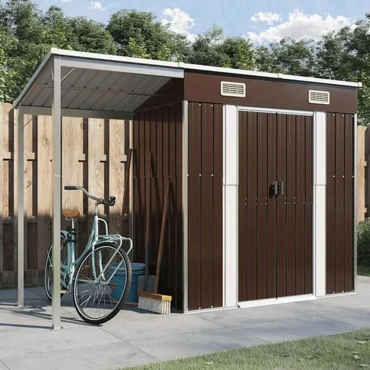 Garden Shed with Extended Roof Brown 277x107x181 c - Image 2