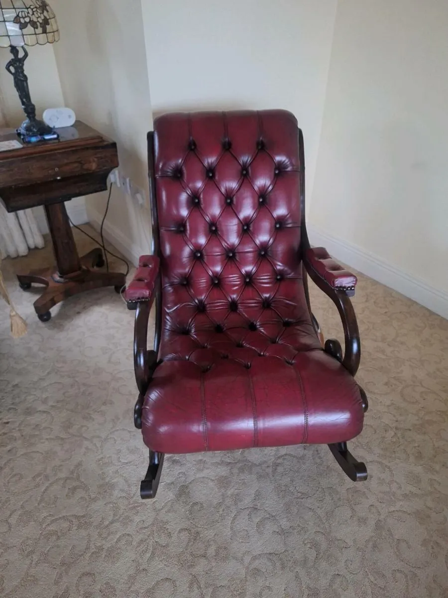 LEATHER CHESTERFIELD ROCKING CHAIR - Image 1