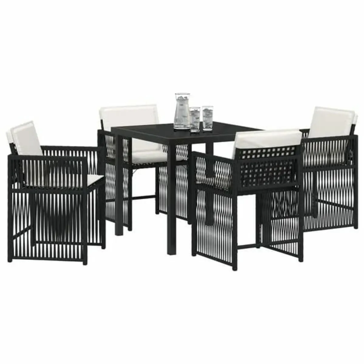 Garden Dining Set 5 pcs Light Grey Poly Rattan - Image 4