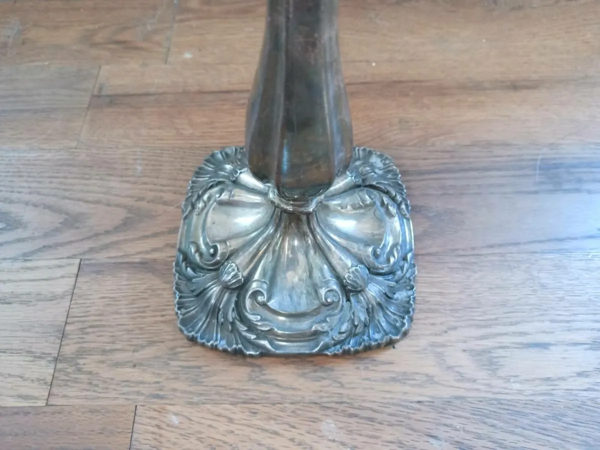 PAIR of Antique Silver Plated? 3 Arm Candelabra - Image 3