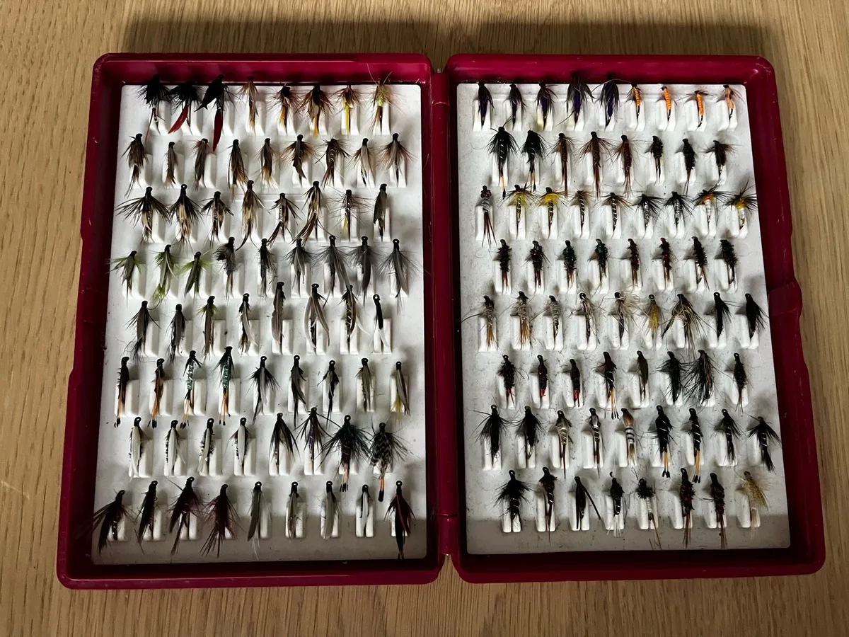 Fly fishing flies + Fox Box - 136 new flies - Image 1