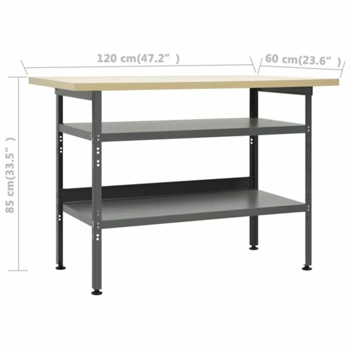 Workbench Grey 120x60x85 cm Steel - Image 4