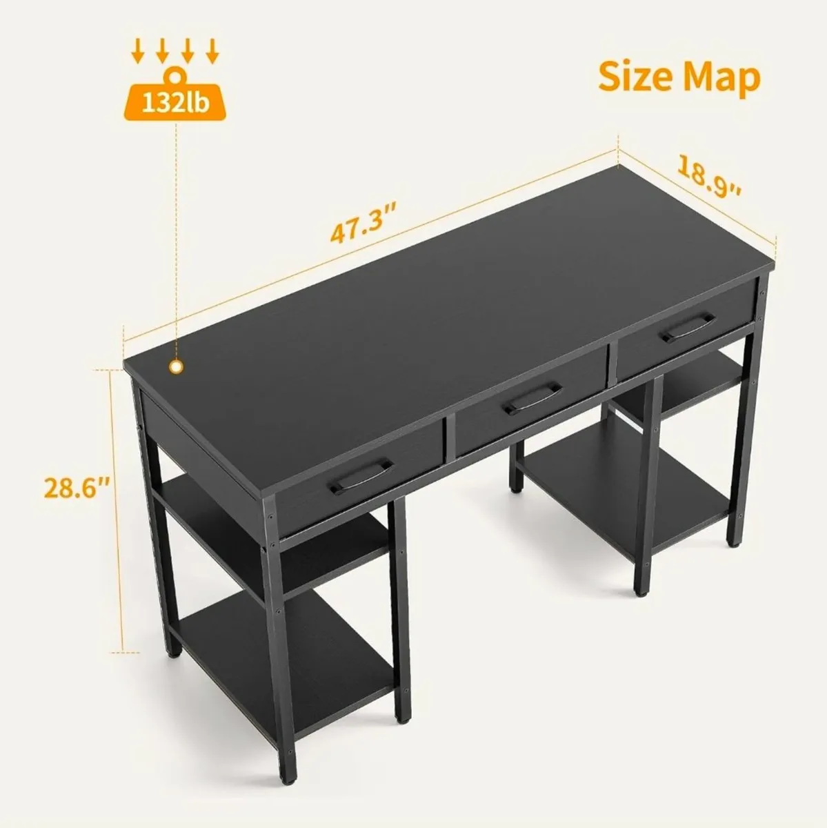 [BRAND NEW] Black Computer Desk with Drawers - Image 1