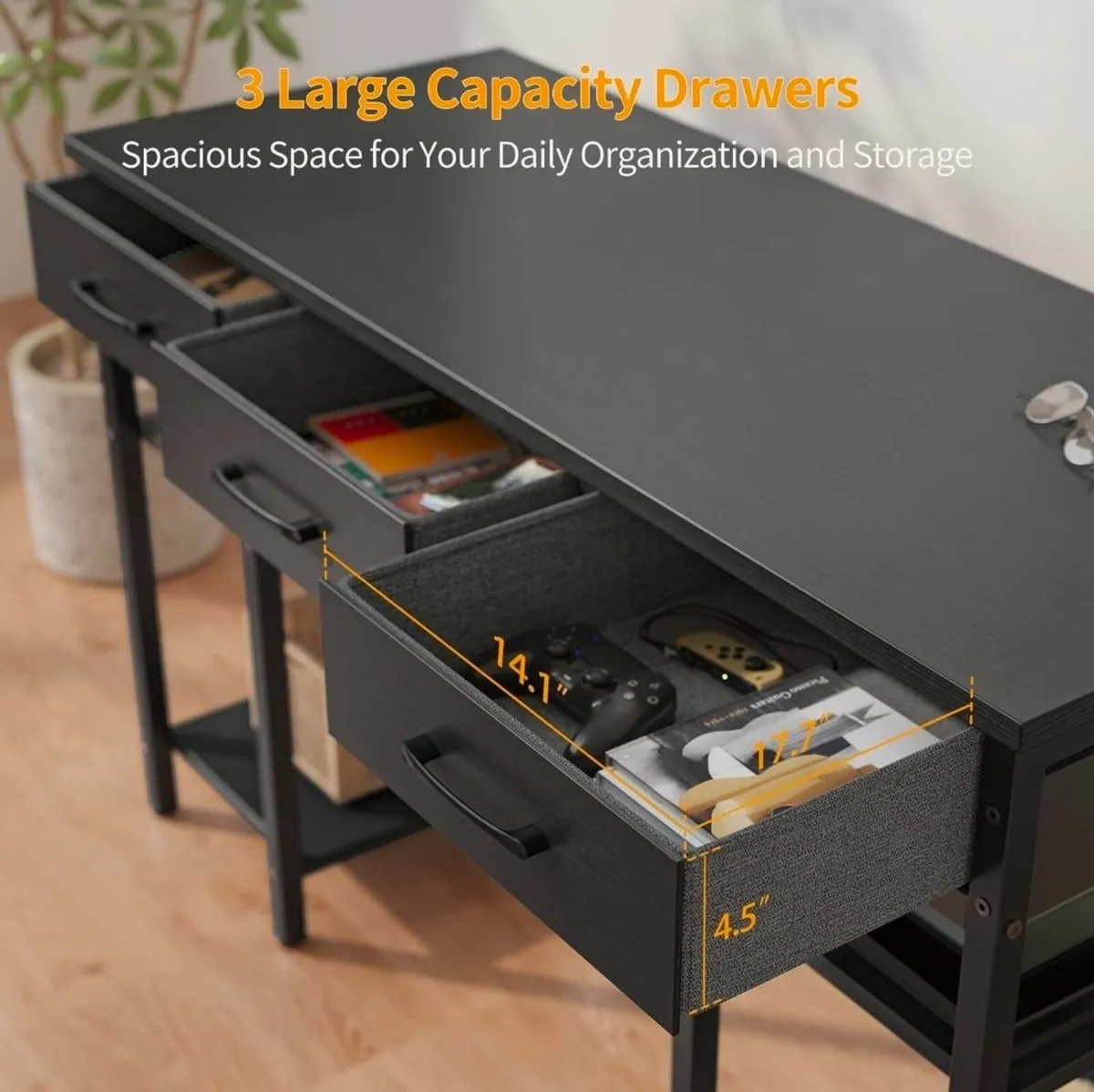 [BRAND NEW] Black Computer Desk with Drawers - Image 2