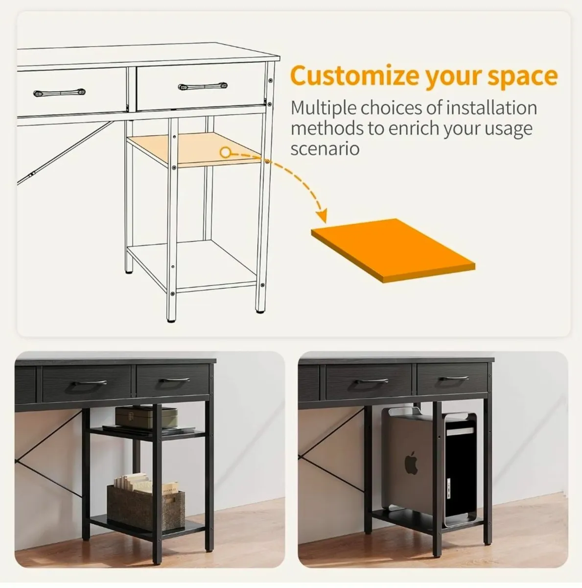 [BRAND NEW] Black Computer Desk with Drawers - Image 3