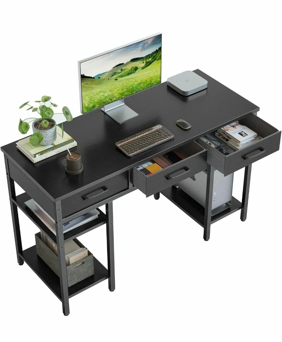 [BRAND NEW] Black Computer Desk with Drawers - Image 4