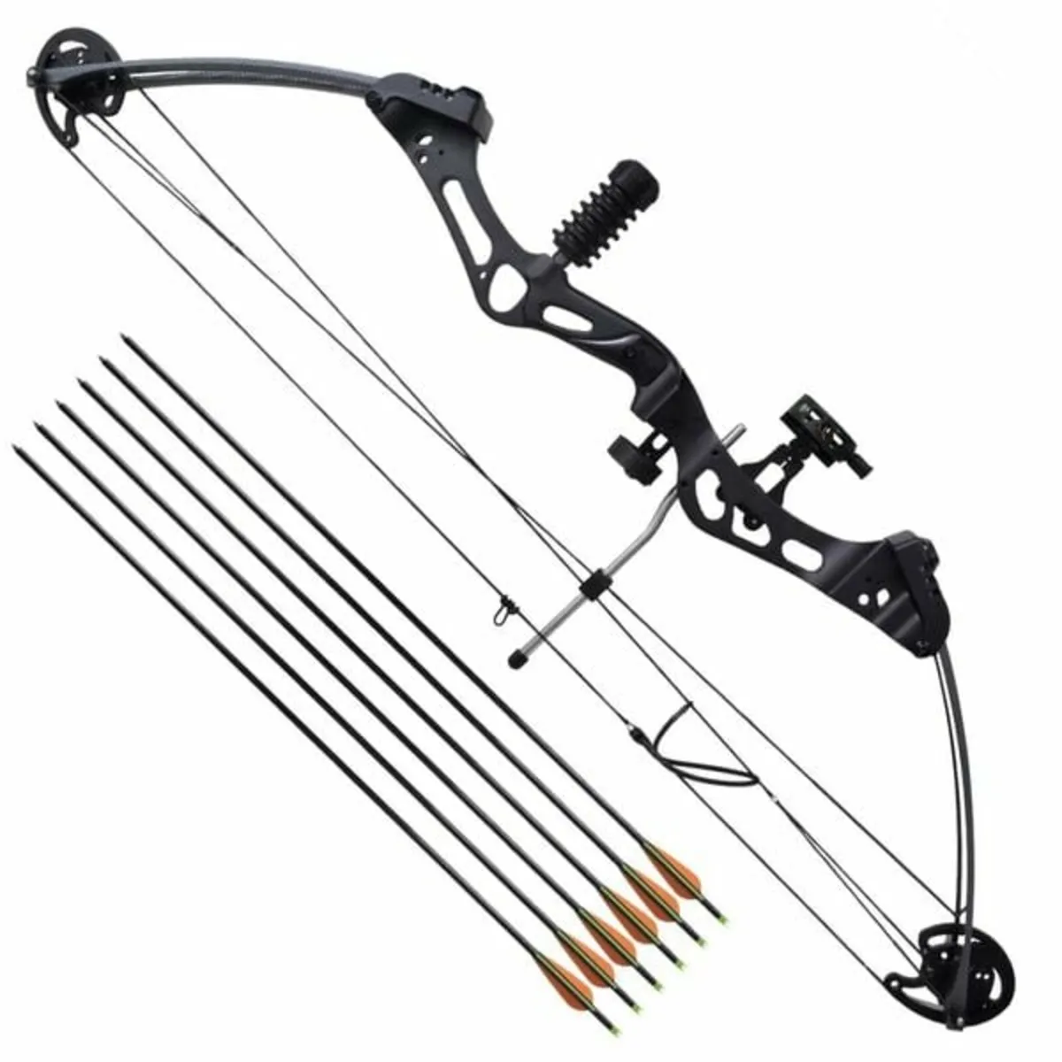 Compound Bow with Accessories and Fiberglass Arrow - Image 1