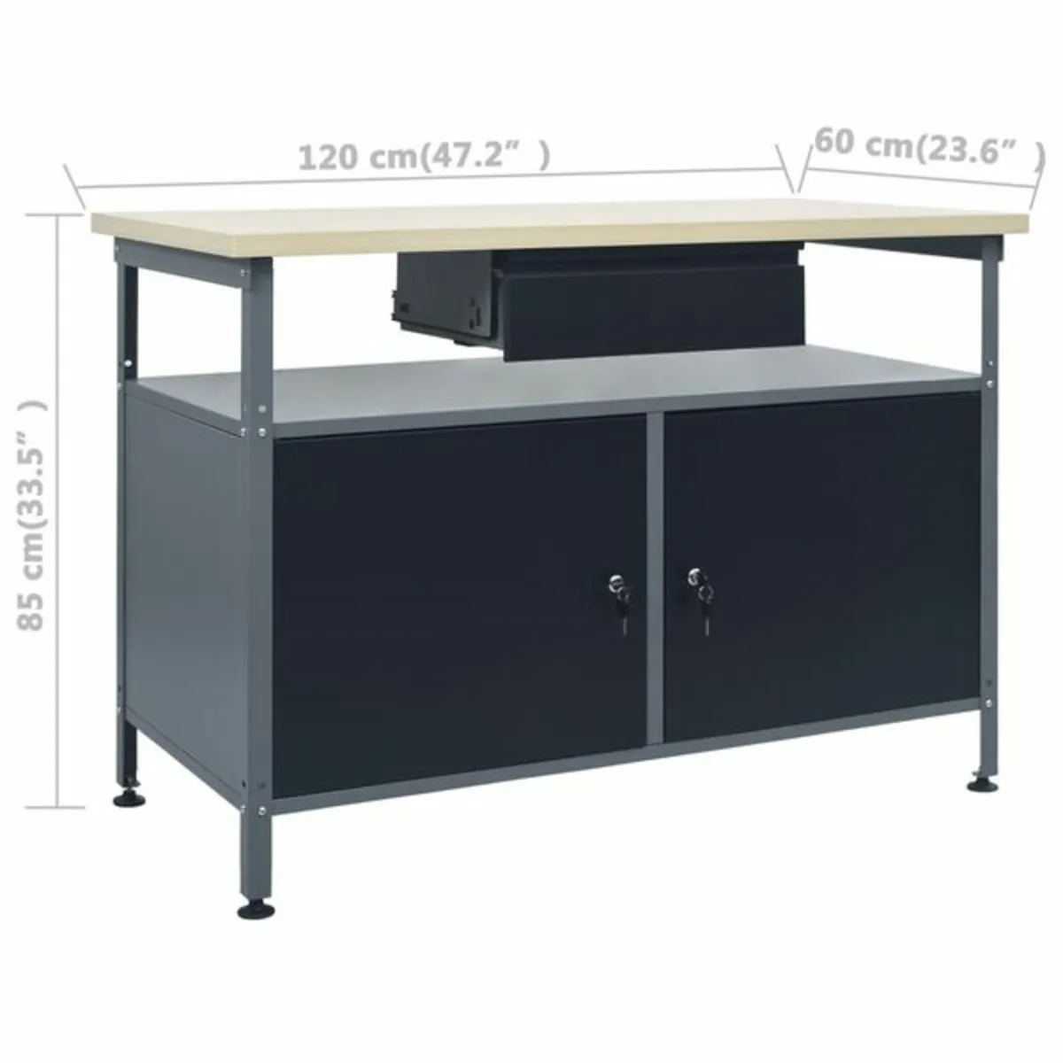 Workbench Black 120x60x85 cm Steel - Image 3
