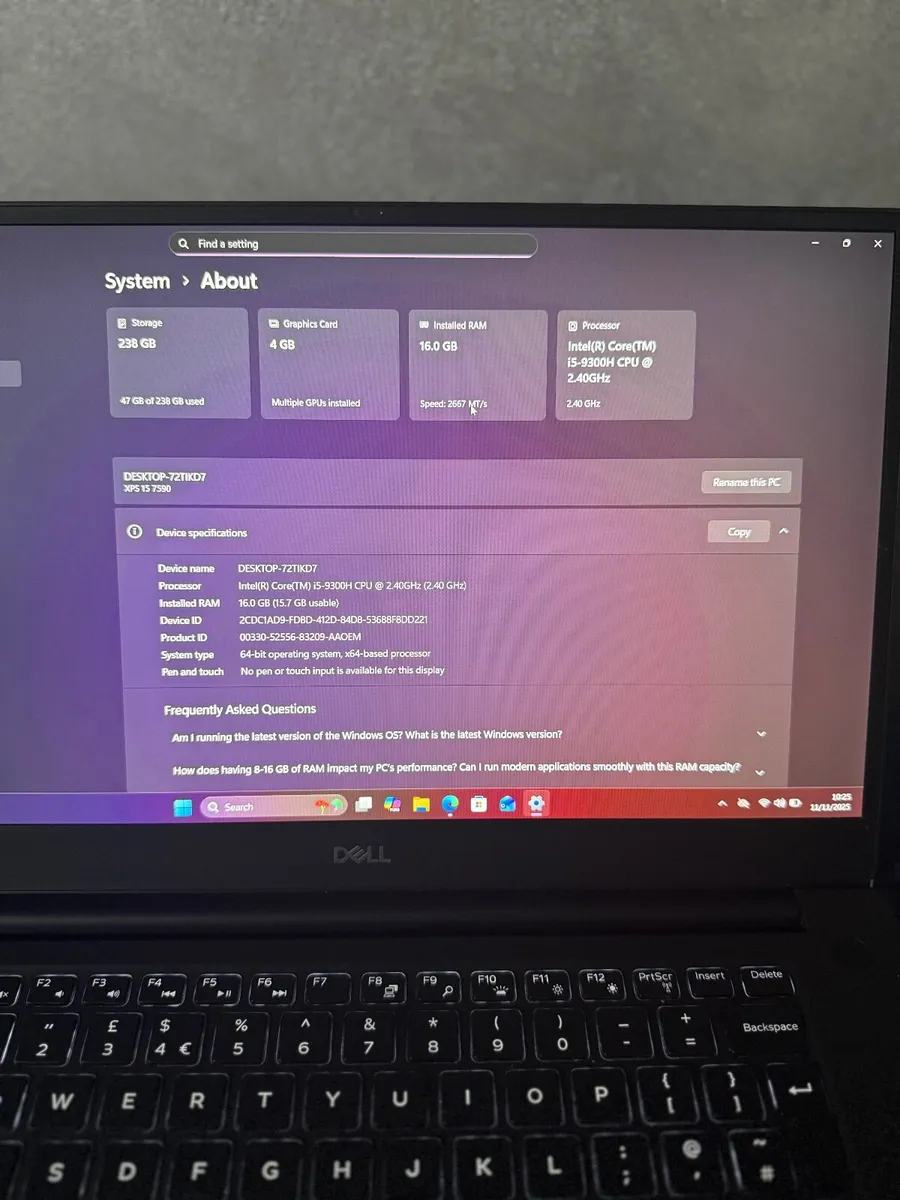 Dell XPS 15 7590 Laptop i5/16GB/256SSD/FHD/GTX1650 - Image 2