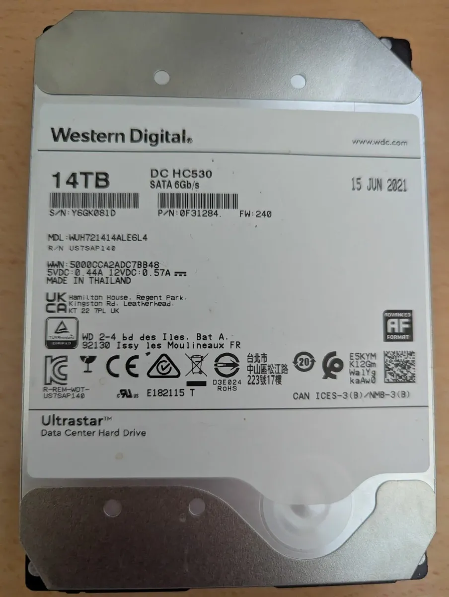 14TB Western Digital DC HC530