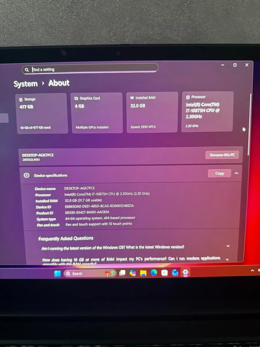 Lenovo P1 Gen 3 Laptop i7/32GB/512SSD/UHD4K/Nvidia - Image 3