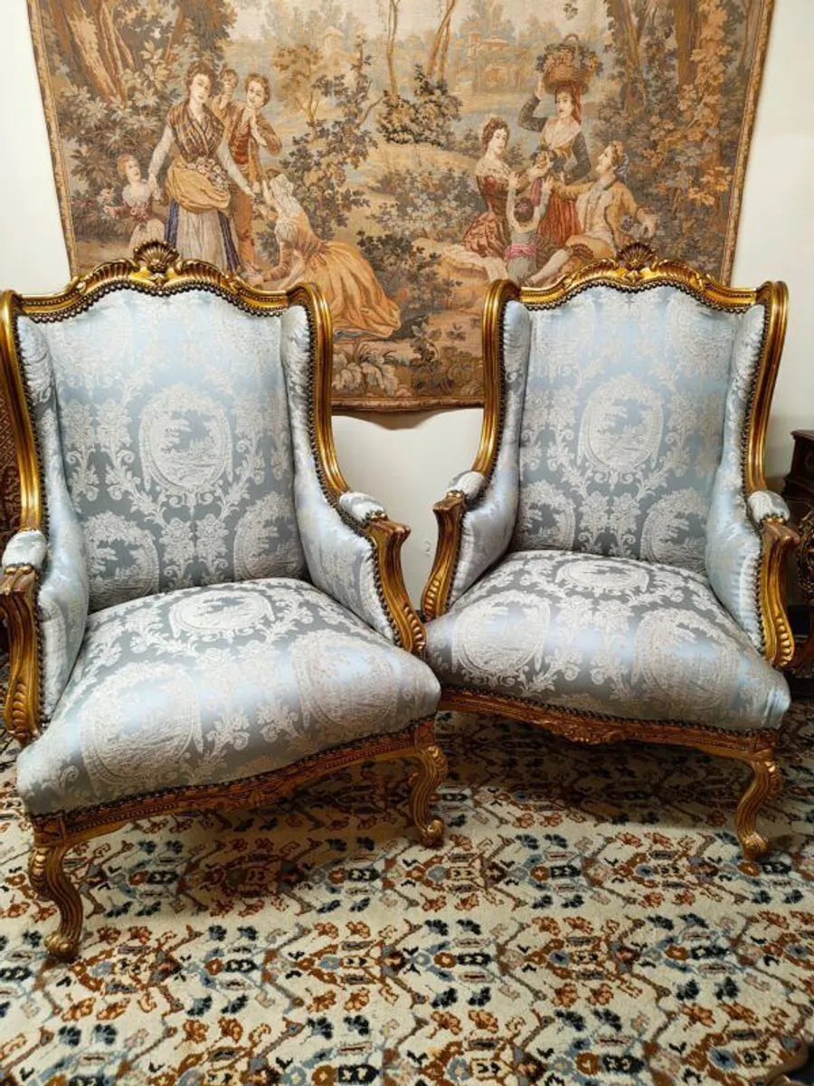 A Very Nice Pair of Vintage French Wingback Chairs - Image 1