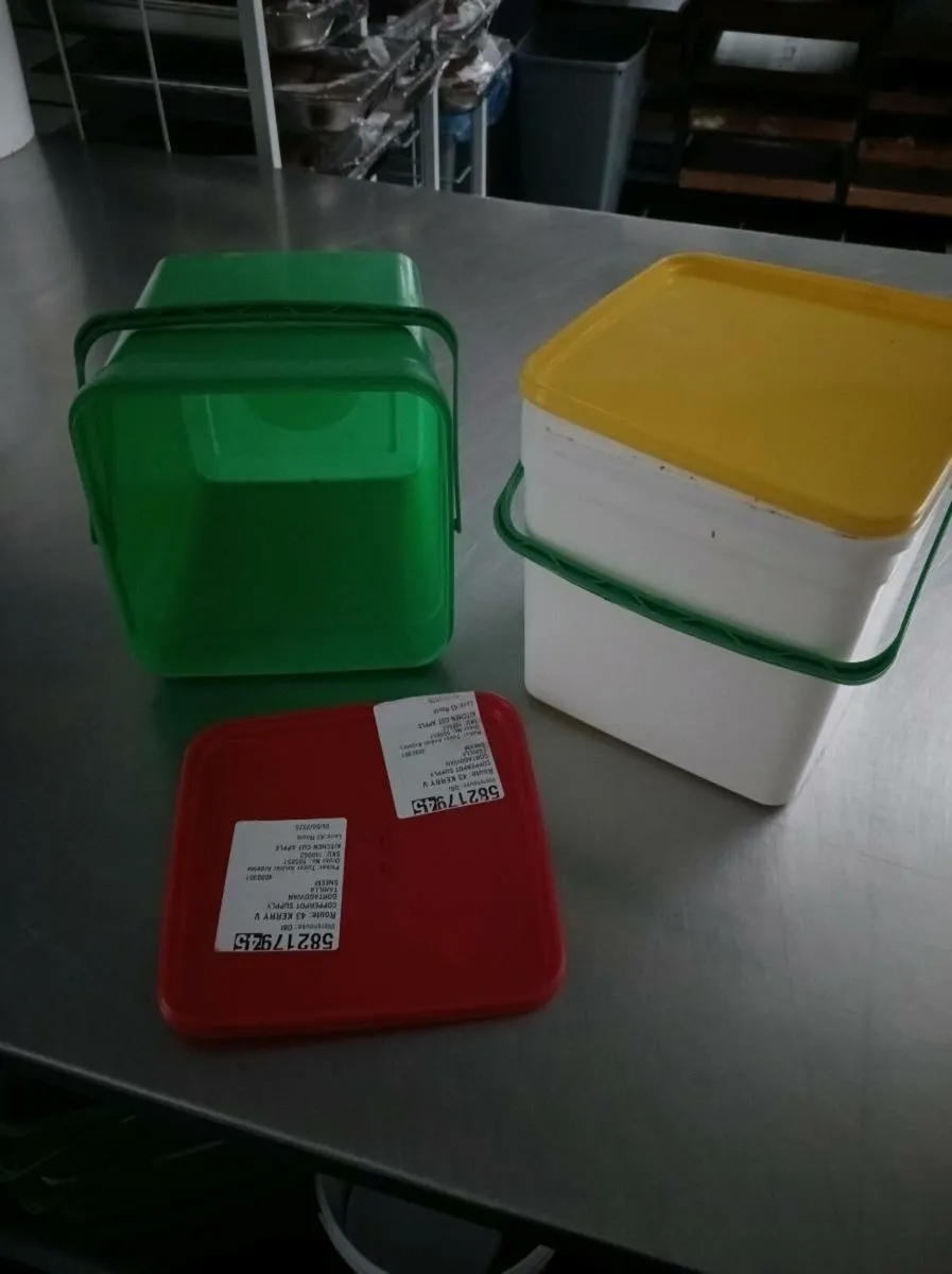 Buckets, food grade with lids.