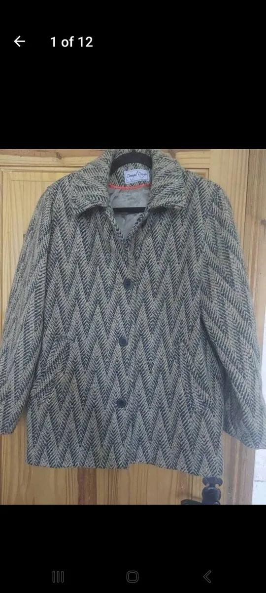 Vintage Donegal Design Ireland wool coat free post - Image 1