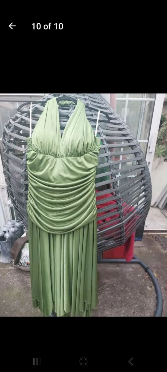 Linda Bernell lime green halterneck dress free pos - Image 1