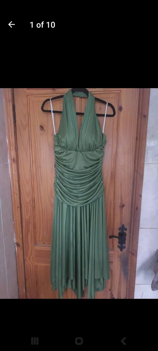 Linda Bernell lime green halterneck dress free pos - Image 2