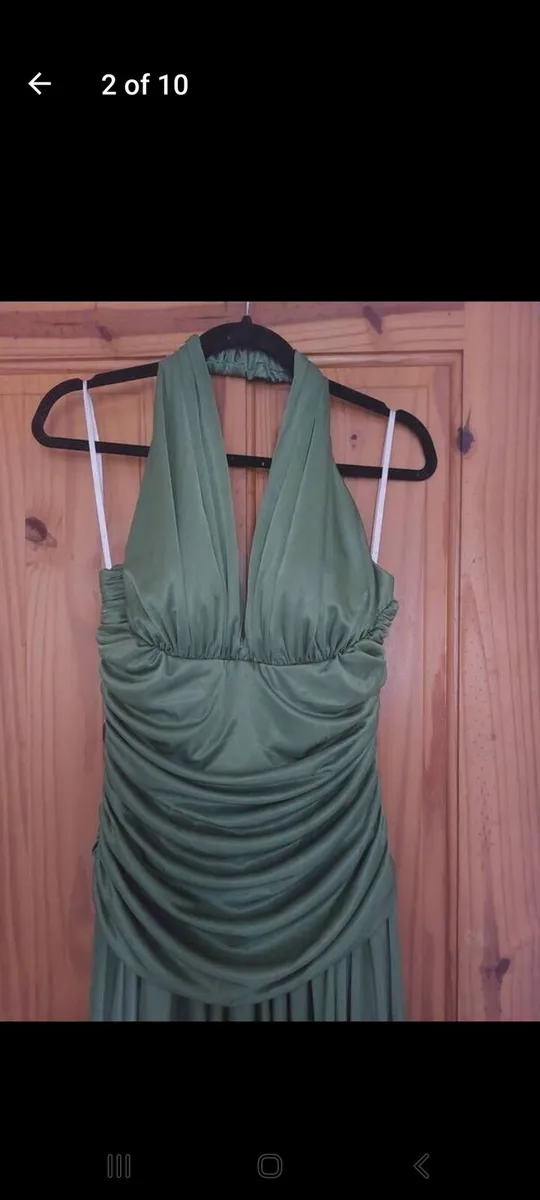 Linda Bernell lime green halterneck dress free pos - Image 3