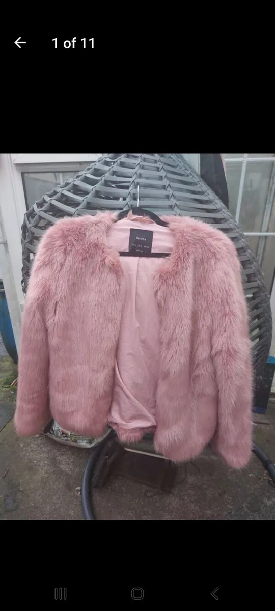 Bershka pink faux fur jacket (free postage) - Image 1