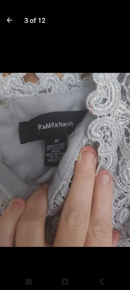R and M Richards silver lace dress with bolero - Image 2