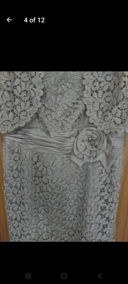 R and M Richards silver lace dress with bolero - Image 3