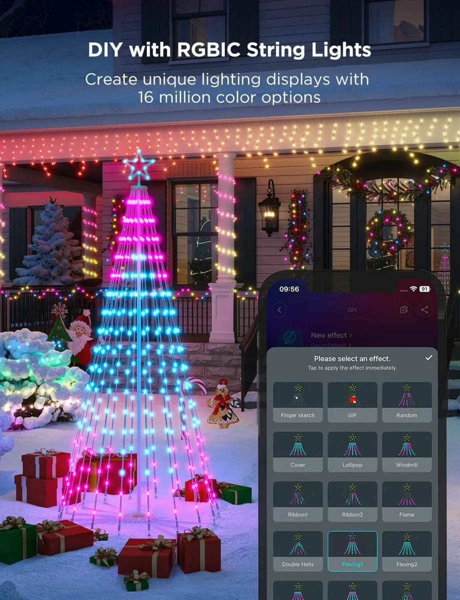 Christmas Cone Tree Lights, 1.82m 316 LEDs Smart - Image 1