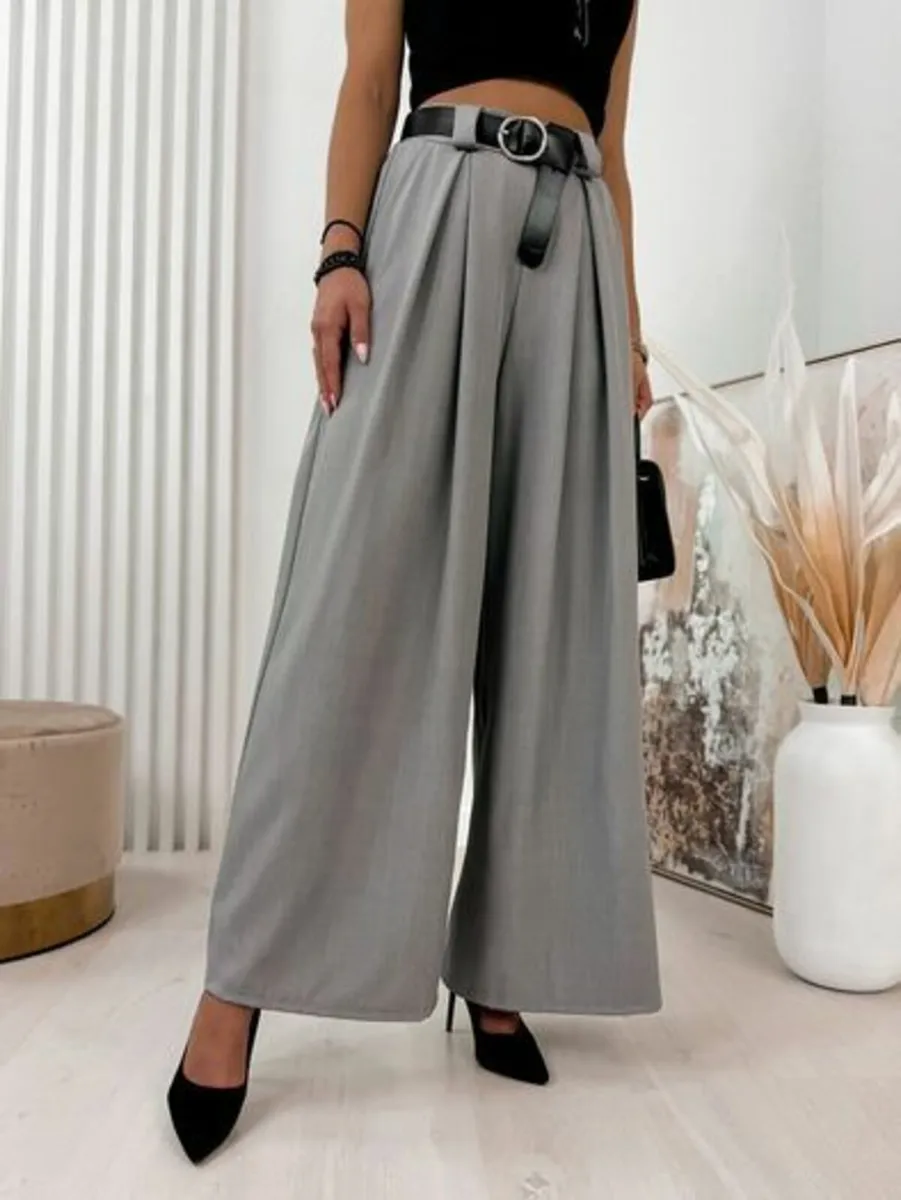 Gray wide leg trousers - Image 1