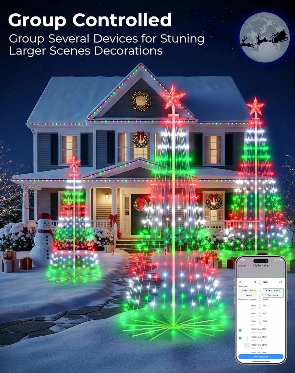 2.4M Smart Christmas Cone Tree, APP Controlled - Image 4