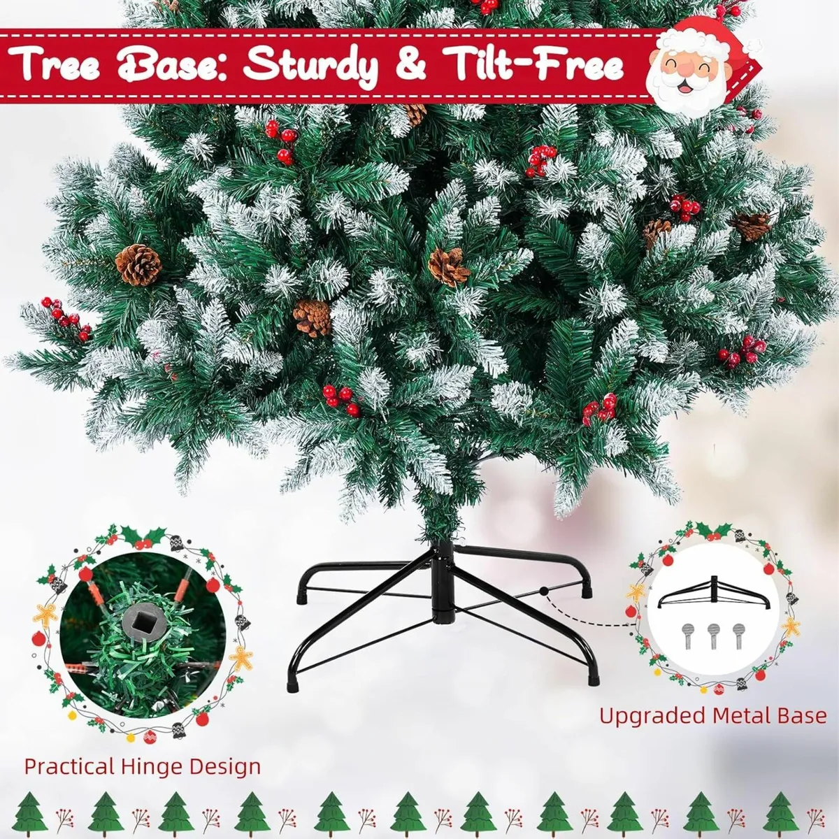 Artificial Christmas Tree, 6FT Holiday 1400 Tips - Image 4