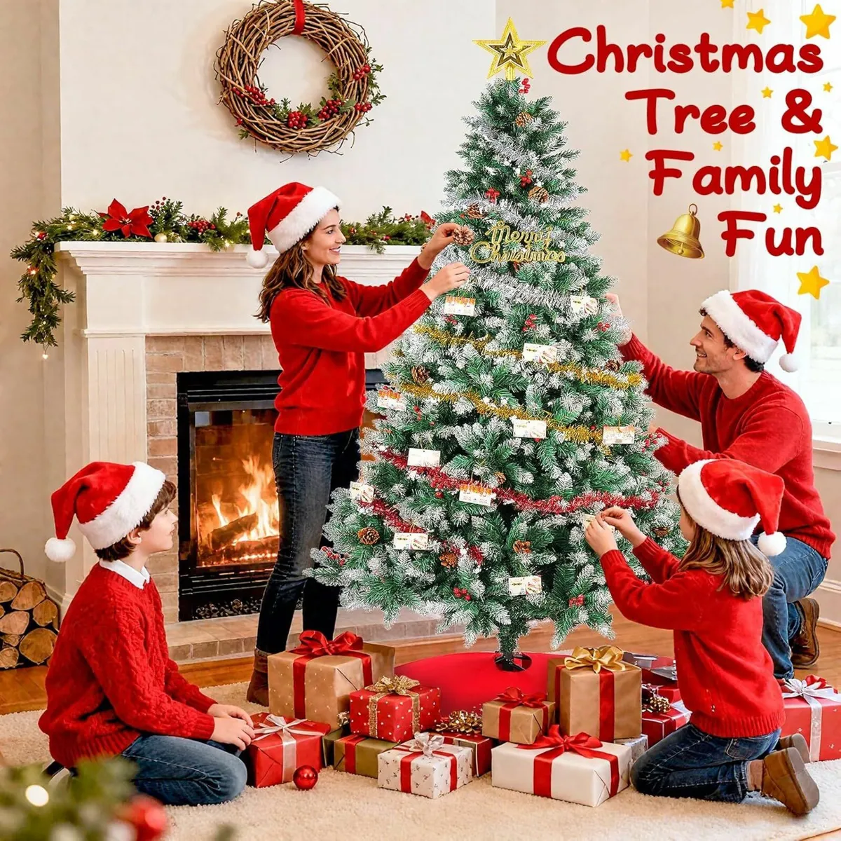 Artificial Christmas Tree, 6FT Holiday 1400 Tips - Image 1