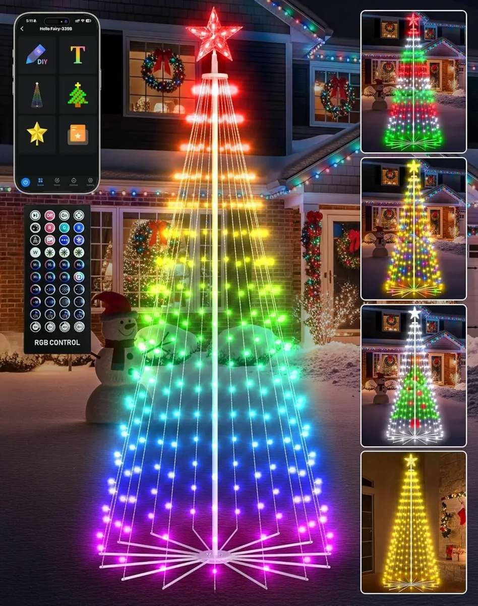 2.4M Smart Christmas Cone Tree, APP Controlled - Image 1