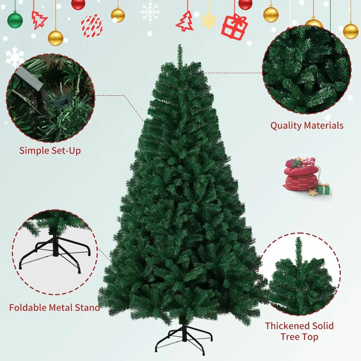 150cm 5FT Artificial Christmas Tree Decoration - Image 4