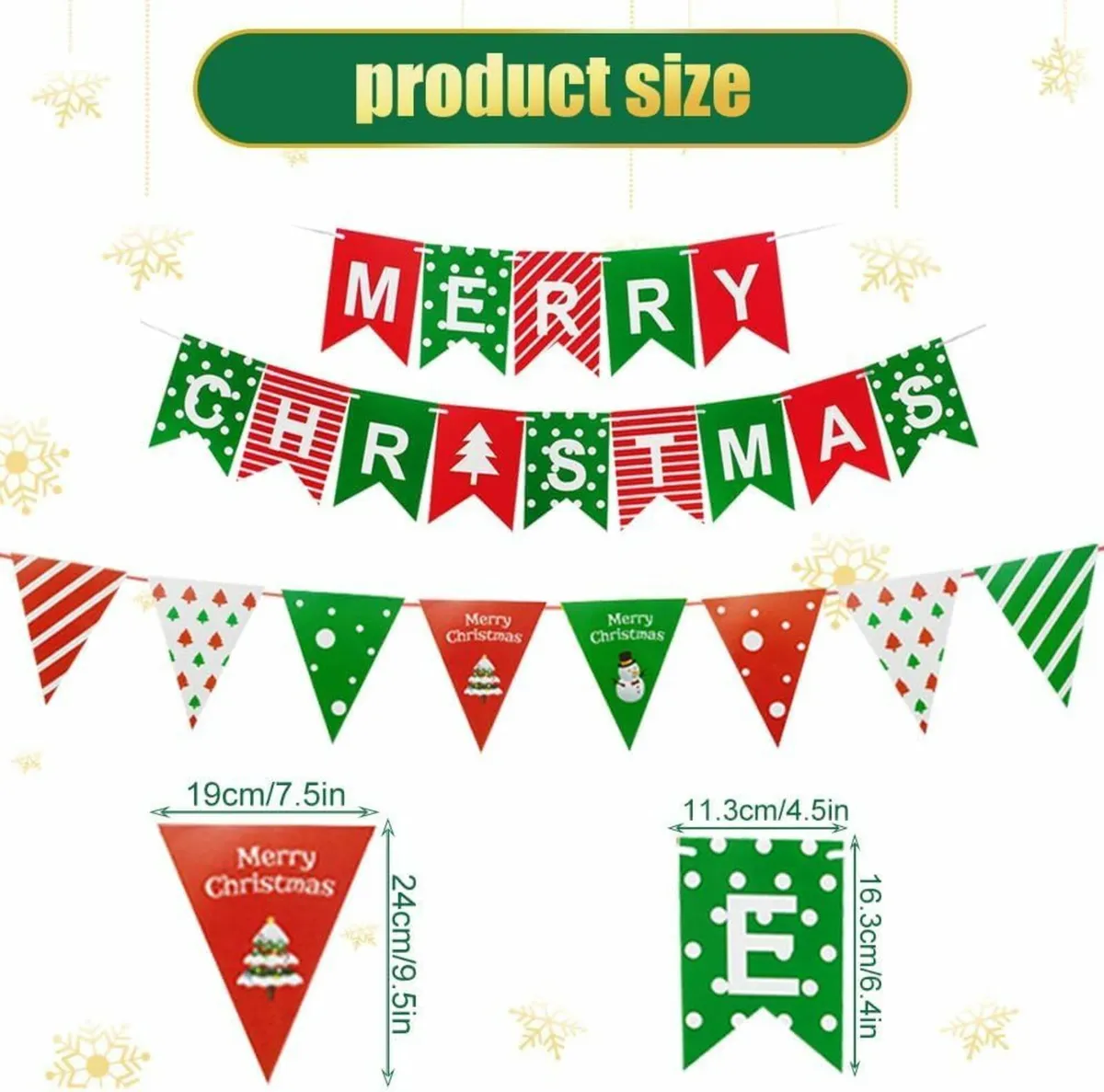 Merry Christmas Decorations Banners 22 Piece - Image 2