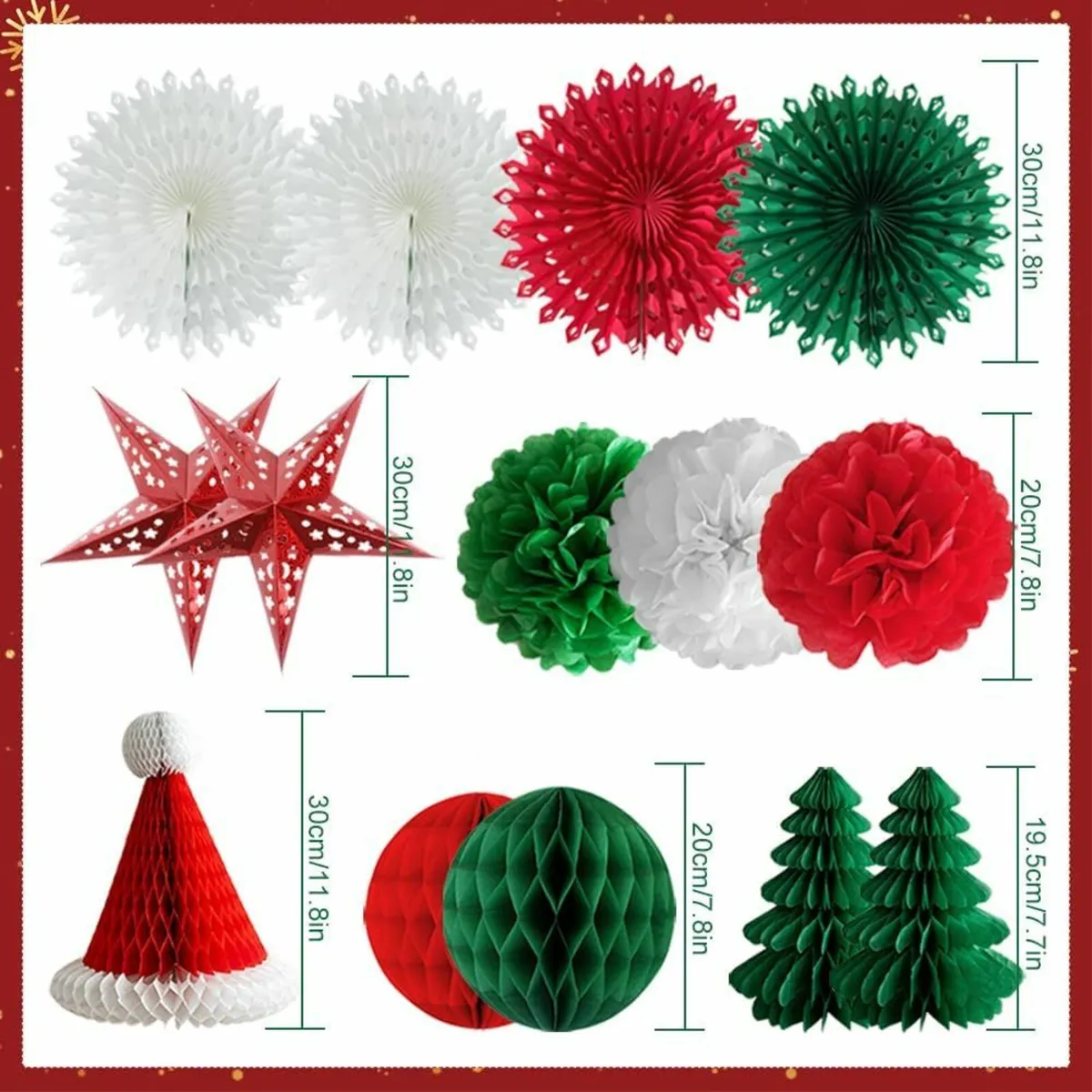 Christmas Decorations Set, Paper Xmas Party Decor, - Image 2