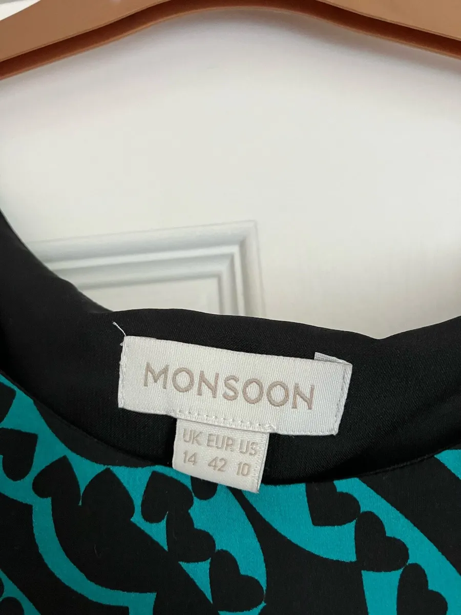 Monsoon Green and Black Midi Shift Dress size 14 - Image 2