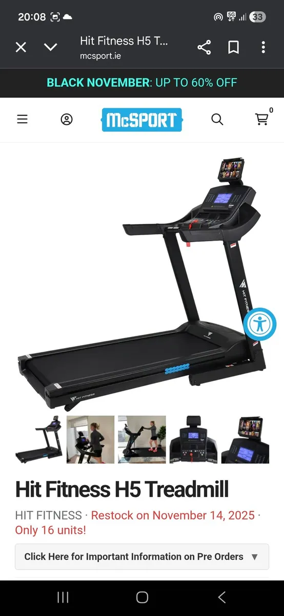 TREADMILL (NEVER USED) - Hit Fitness H5 - Image 1