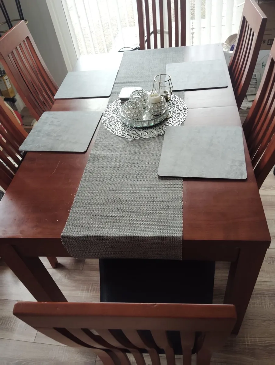 Wooden dining table & 6 chairs - Image 3