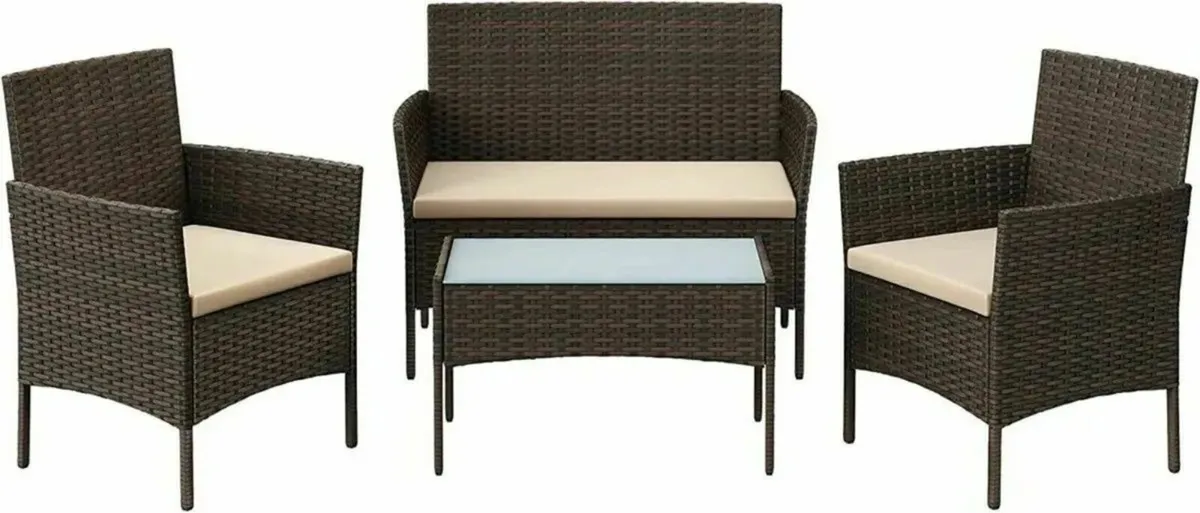 Rattan Garden Furniture Set – 4-Piece Weatherproof - Image 1