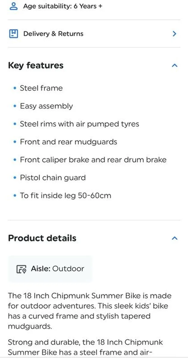 Kids Bike 18inch - Image 1