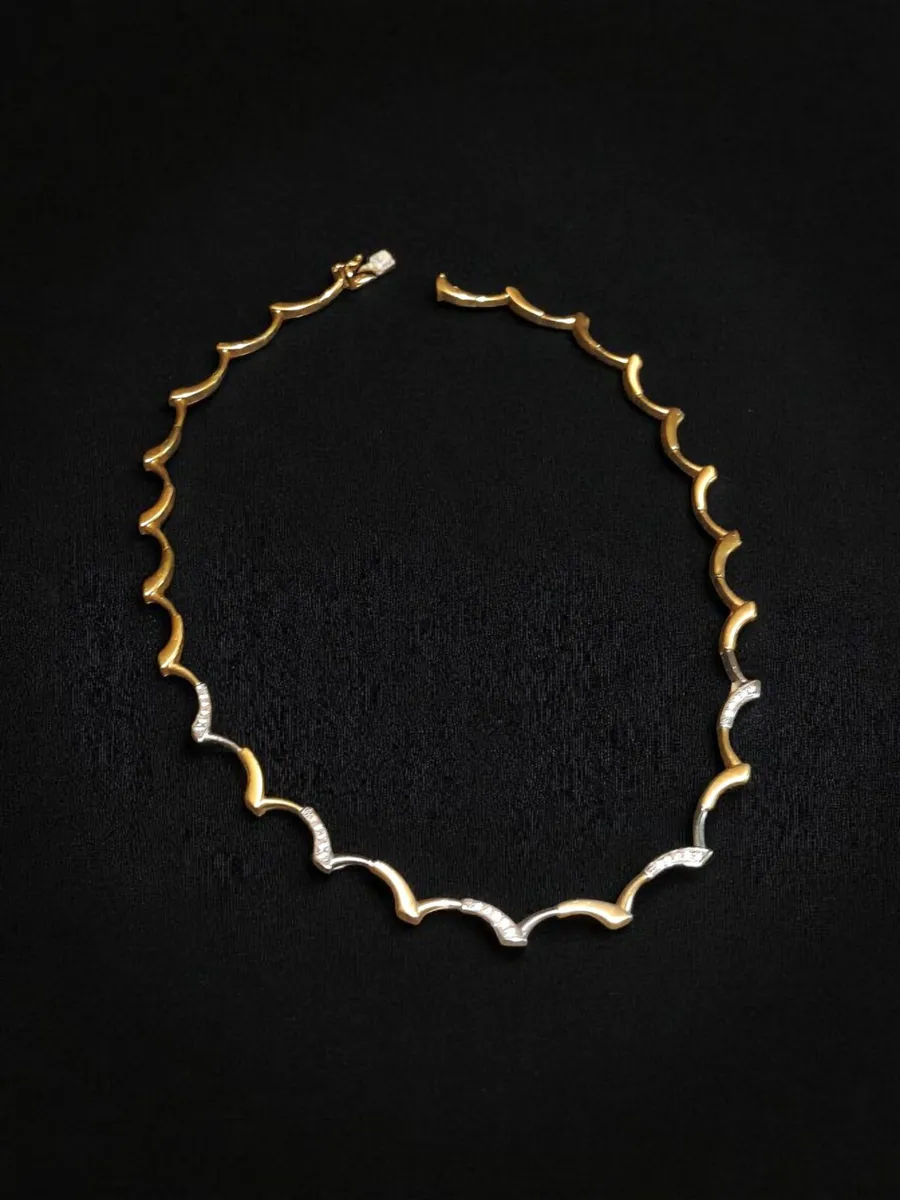 18k gold two-tone wave necklace - Image 1