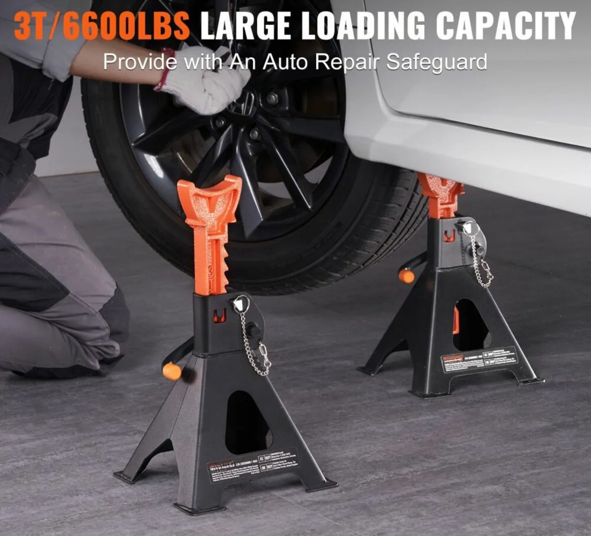Jack Stands, 3 Ton (6,000 lbs) Capacity Car Jack - Image 4