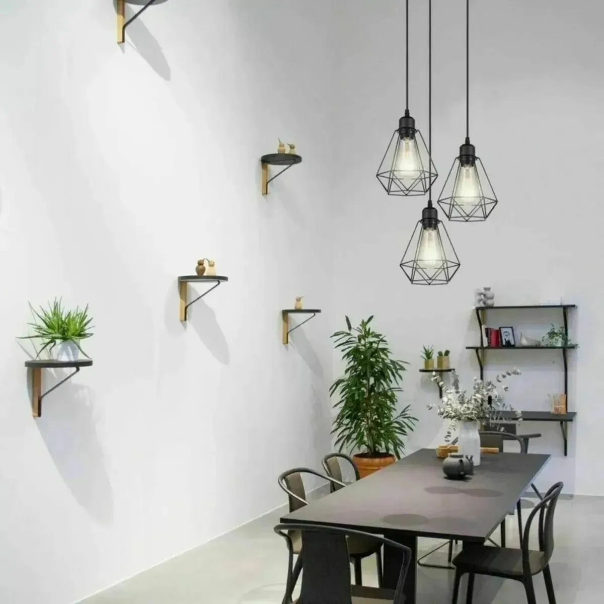 Vintage Industrial Cage Pendant 3 Bulb Lamp - Image 3