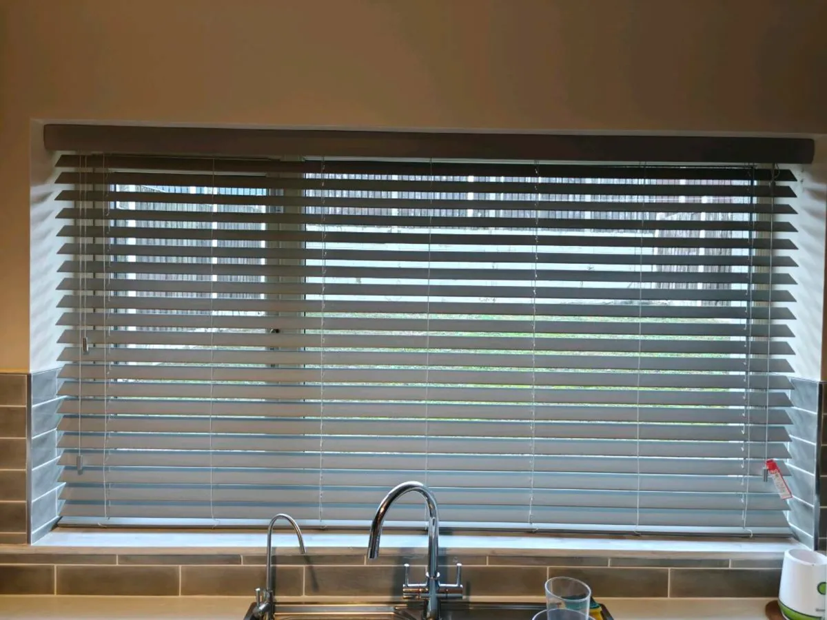New grey timber blind