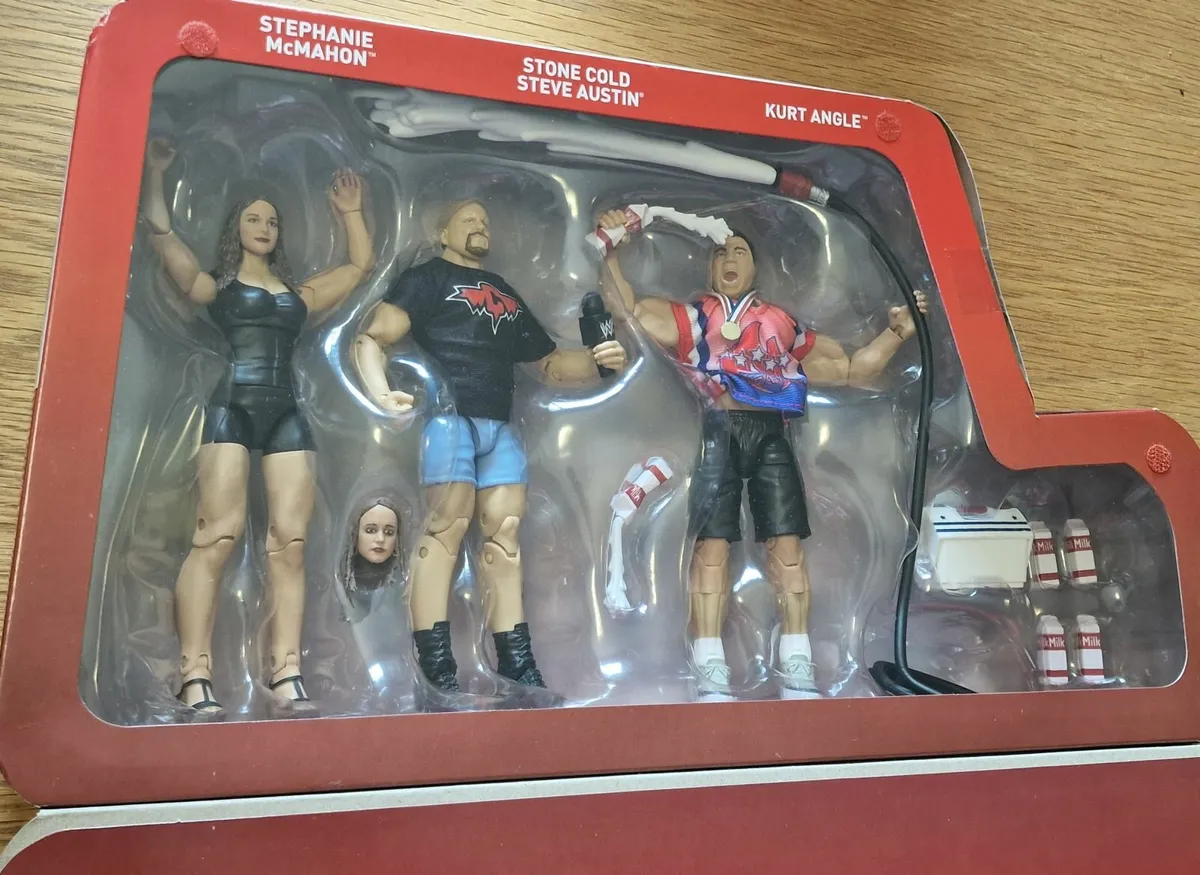 WWE Mattel Milk O Mania Wrestling Figure Set NEW - Image 1