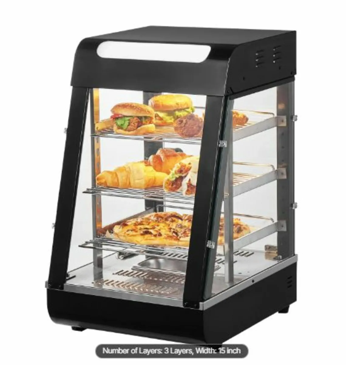 3-Tier Commercial Food Warmer Display, 1000W Food - Image 1